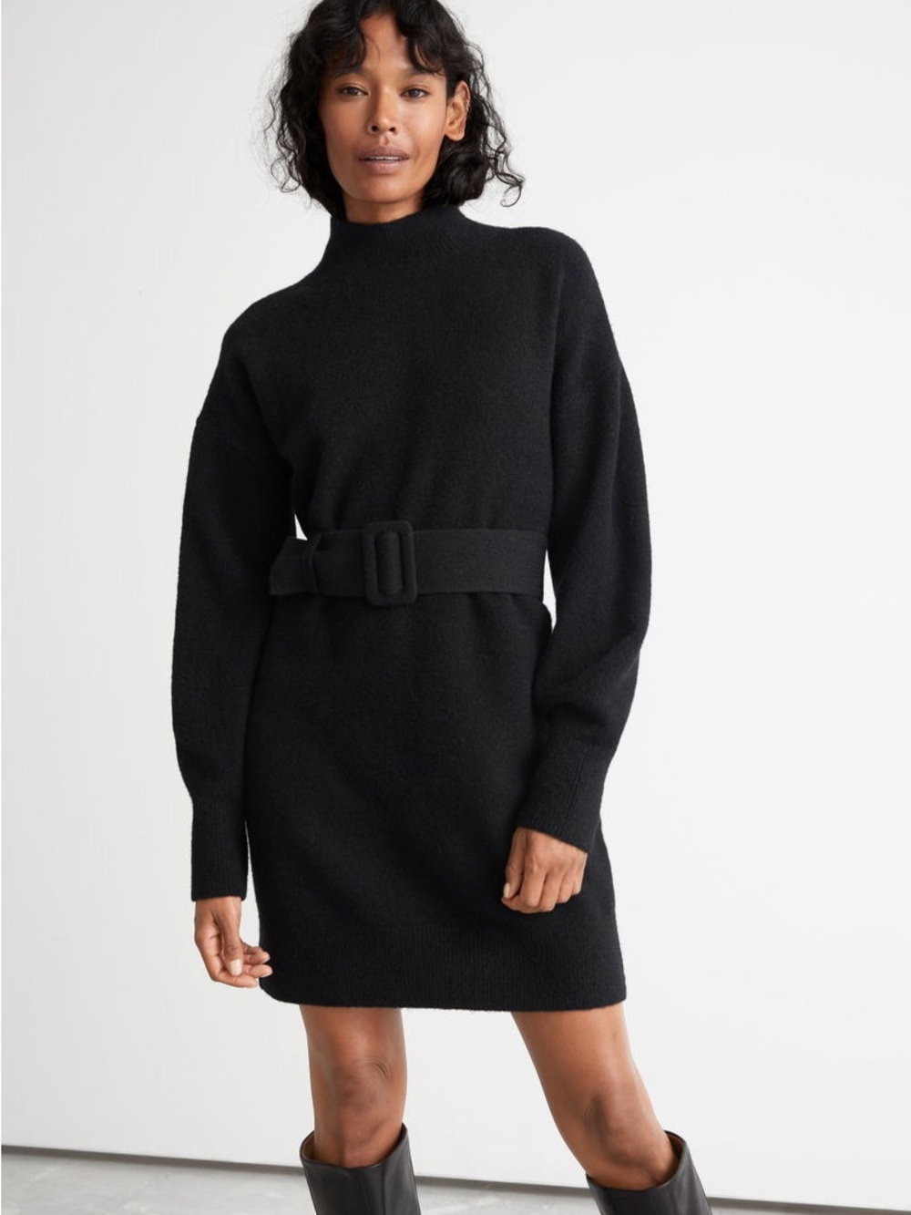 & Other Stories Belted Knitted Dress Black Size Small NWT - Picture 1 of 11